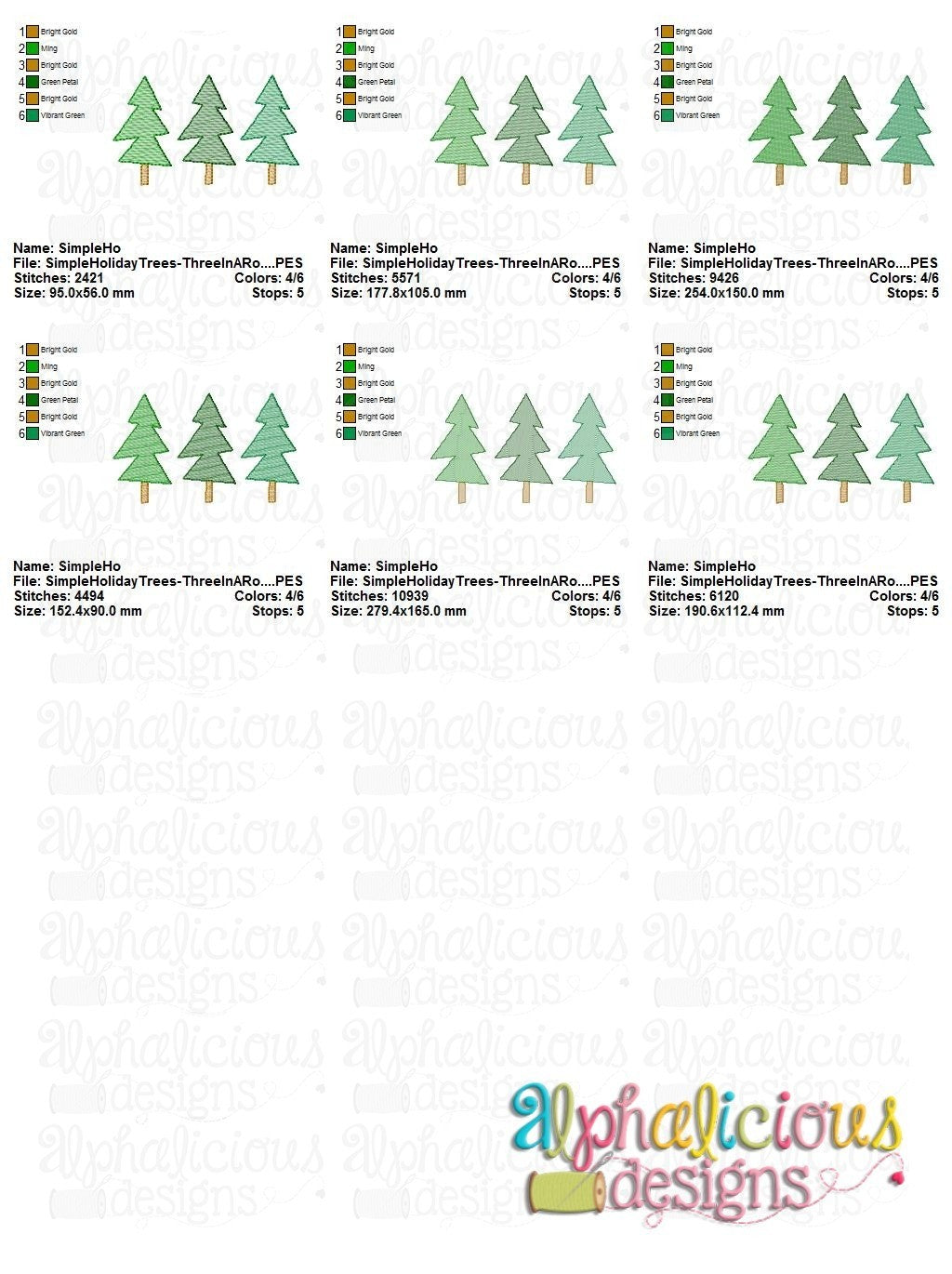 Simple Holiday Trees - Three in a Row - Sketch