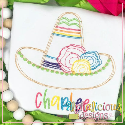 Sombrero with Flowers- Scribble