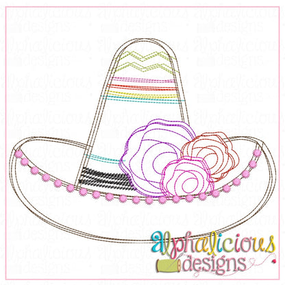 Sombrero with Flowers- Scribble