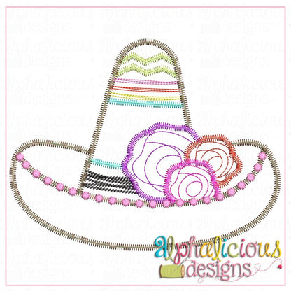 Sombrero with Flowers- Zigzag