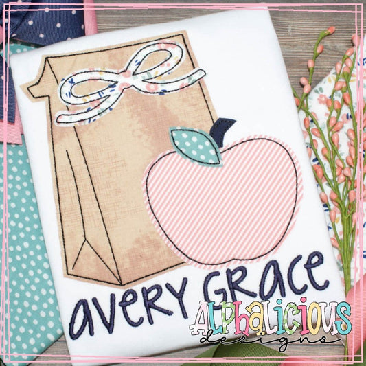 Lunch Bag with Apple and Bow - Triple Bean