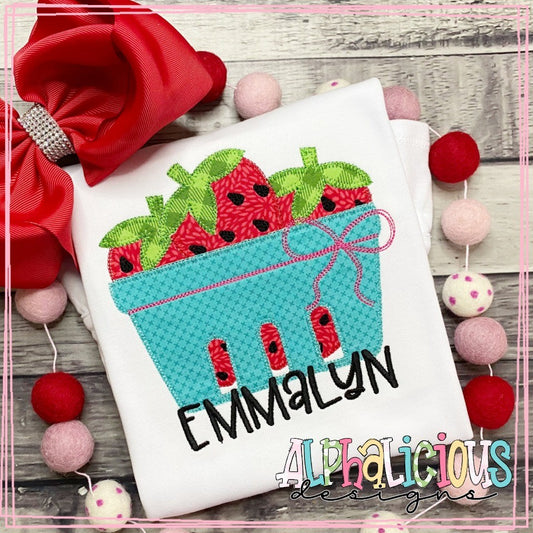 Strawberries in Basket with Bow - Blanket