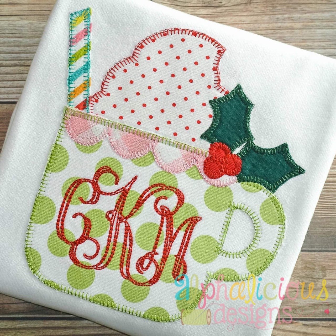 Holiday Latte Cup Applique- Blanket