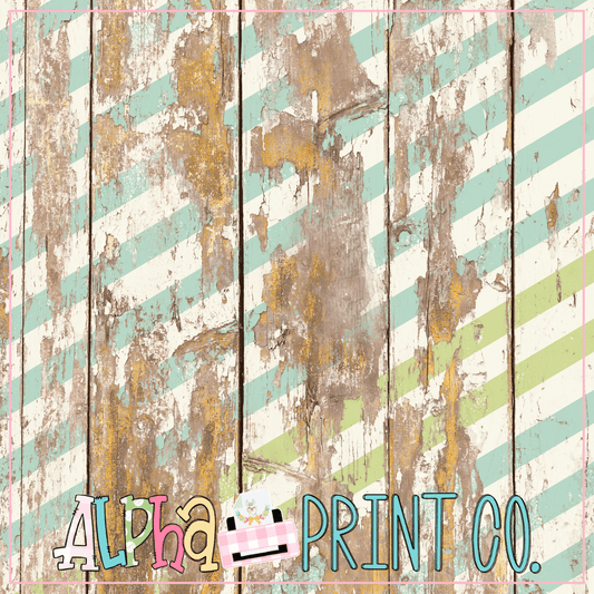 Backdrop- Distressed Wood- Turquoise and Green Stripe