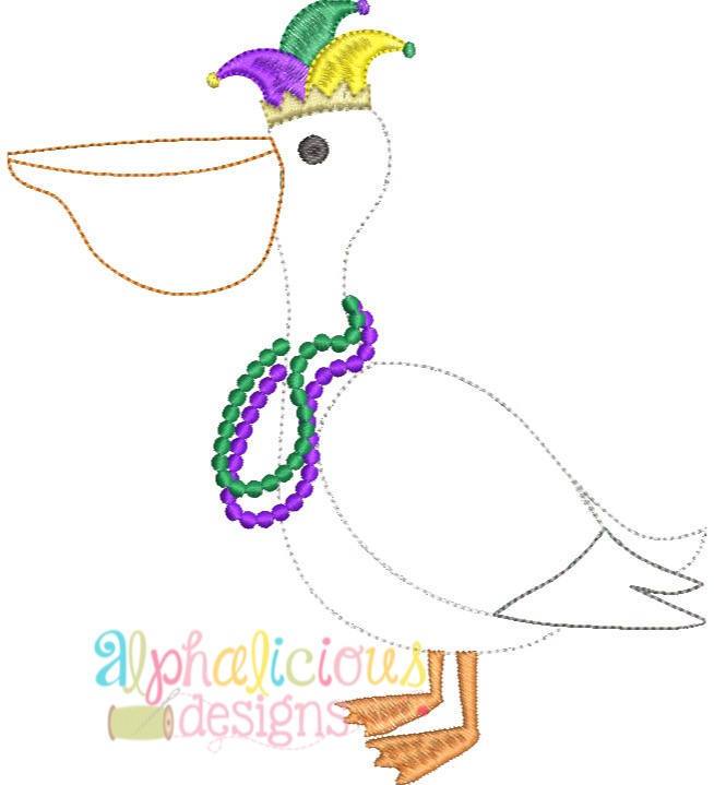 Mardi Gras Pelican Alphalicious Designs - Triple Bean