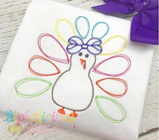 Scribble Turkey with Bow-Vintage