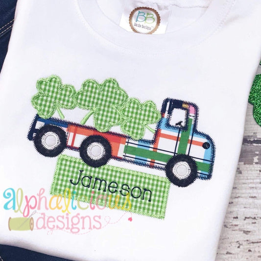 Flatbed Truck with Shamrocks Applique - Zig Zag