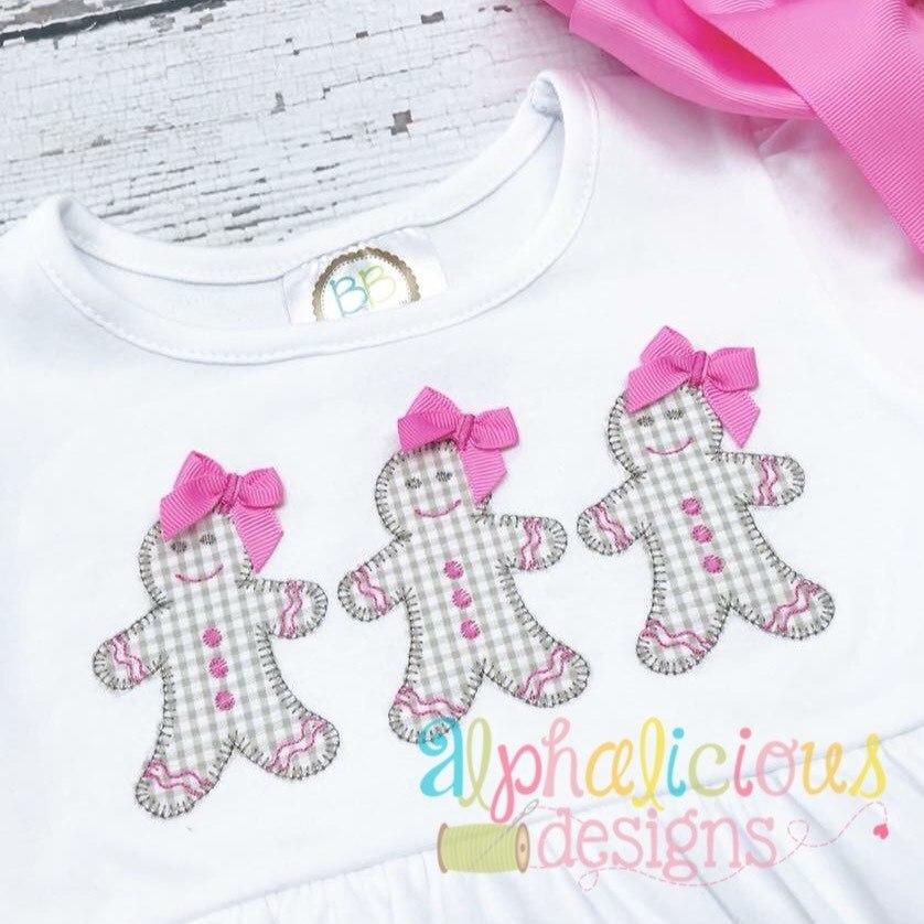 Gingerbread Three In A Row Applique- Blanket