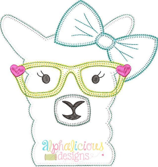 Hip Llama Lady Applique Design - Triple Bean