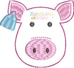 Farm Pig with Ear Tag Feltie - Triple Bean