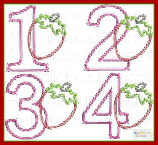 Strawberry Number Set Applique