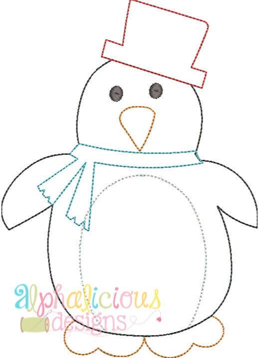 Winter Penguin Boy Applique Design-Triple Bean