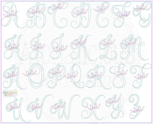Vintage Bow Embroidery Font