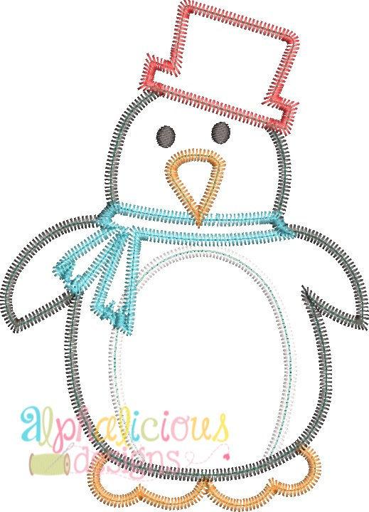 Winter Penguin Boy Applique Design- ZigZag