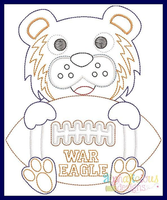 Auburn Tiger Football Mascot Vintage Embroidery Design