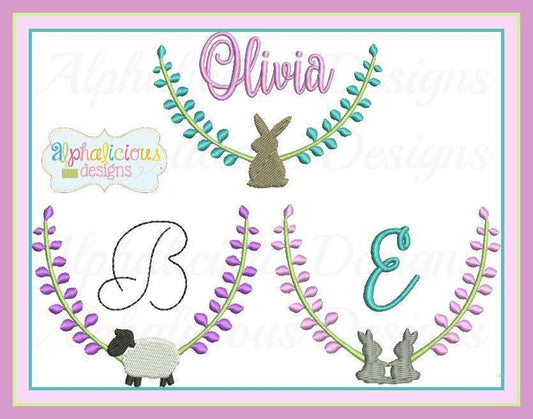 Classic Easter Wreath Monogram Frame Set