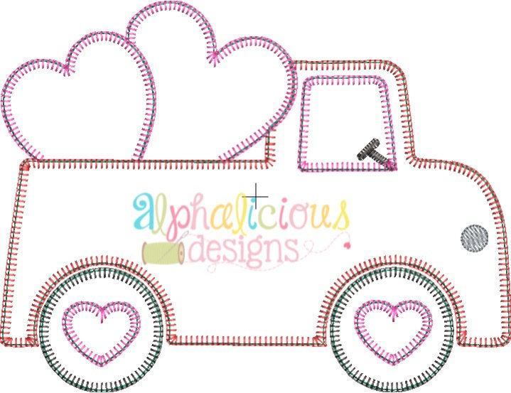 Valentine Truck Applique Design- Blanket