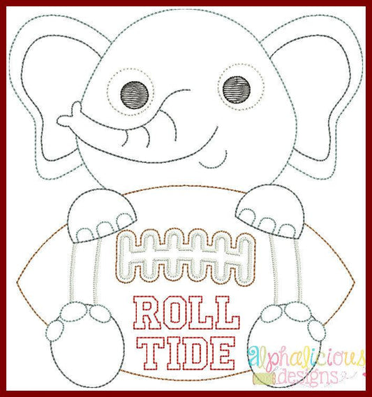 Elephant Football Mascot Vintage Embroidery Design