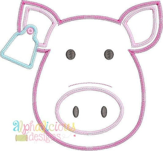 Farm Pig Applique Design - Zig Zag