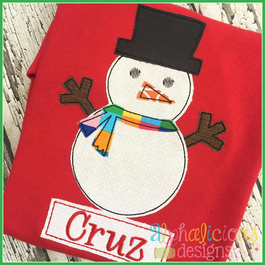 Snow Man Applique Design