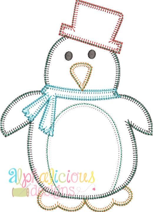 Winter Penguin Boy Applique Design-Blanket