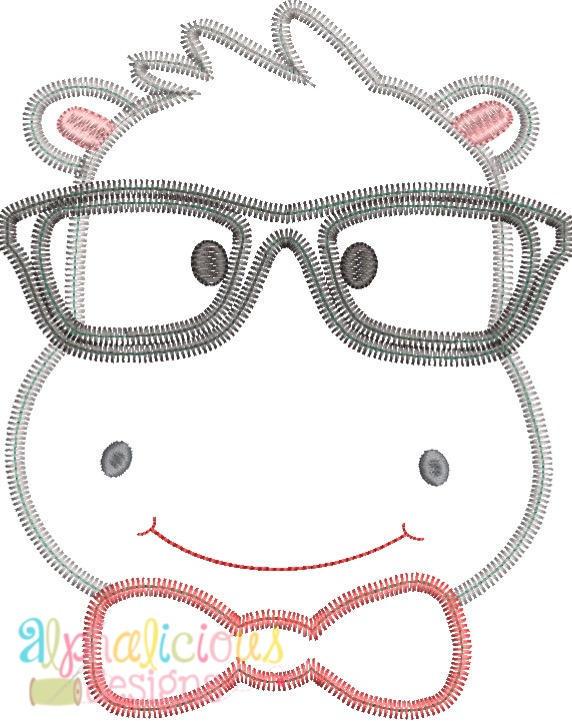 Mr. Happy Hippo Applique Design -ZigZag