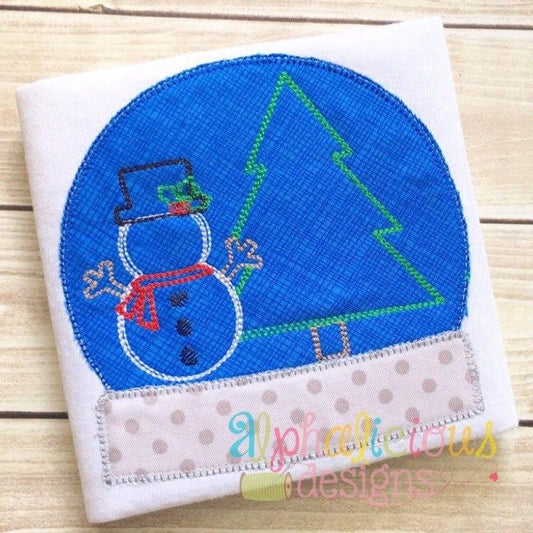 Snowy Day Snow Globe- Blanket- Applique