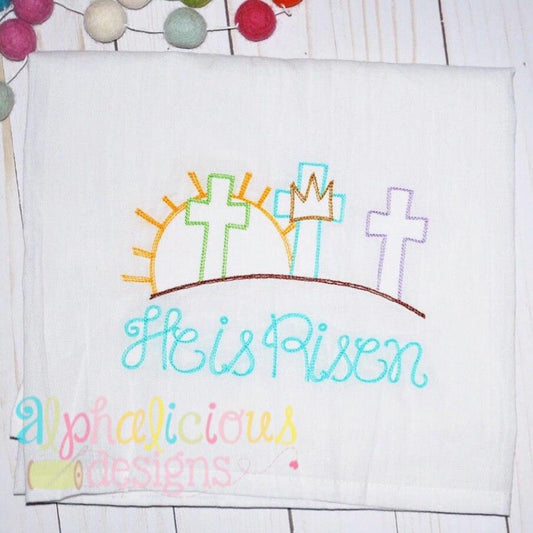 Three Crosses on the Hill-Vintage Scribble