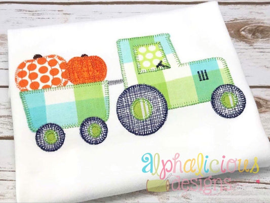 Pumpkin Patch Tractor- Blanket -Applique Design