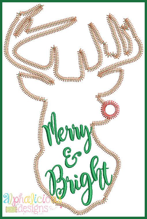 Merry and Bright ZigZag Applique Design