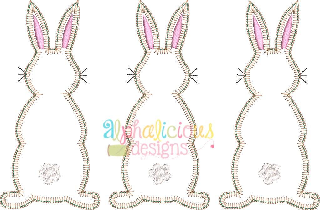 Cottontail Three In A Row Applique - Blanket