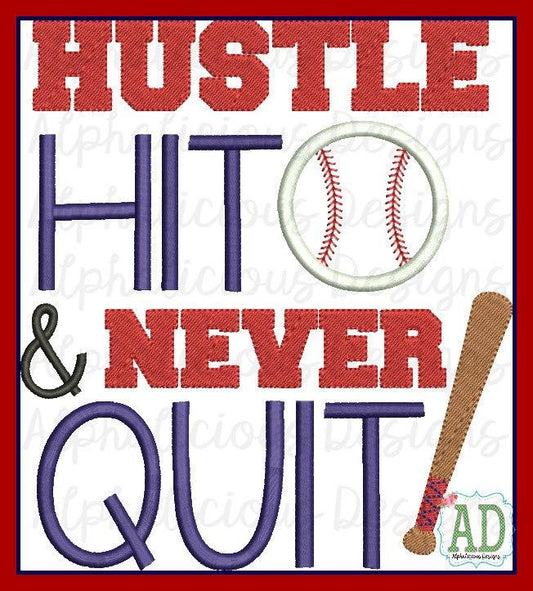 Hustle Hit Never Quit Word Art