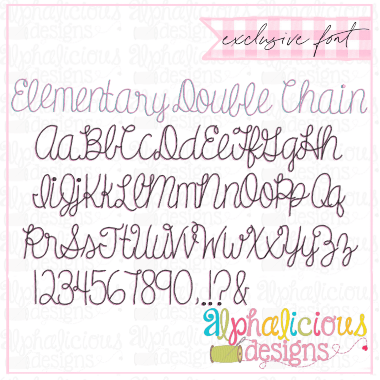 Elementary Chain Double Script Embroidery Font