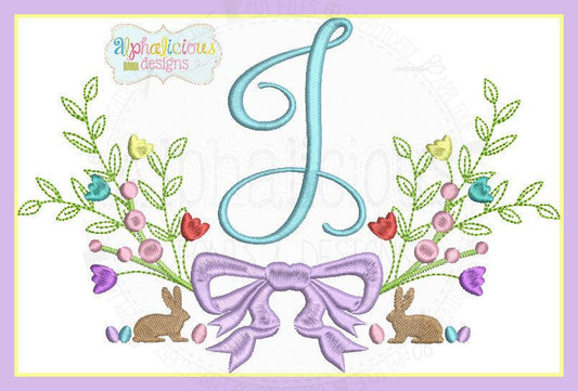 Classic Heirloom Vintage Bunny Monogram Laurel