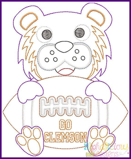 Clemson Tiger Football Mascot Vintage Embroidery Design