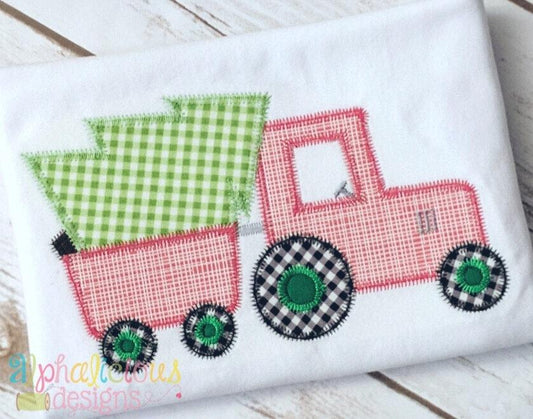 Oh Christmas Tractor- ZigZag-Applique Design