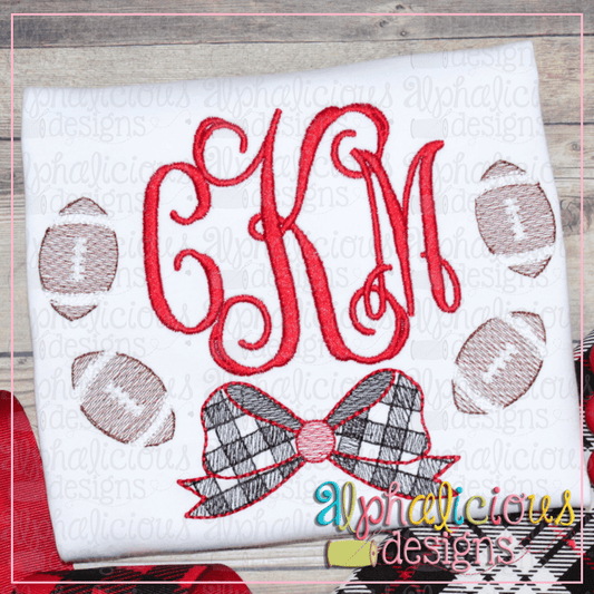 Footballs with Buffalo Check Bow-Sketch