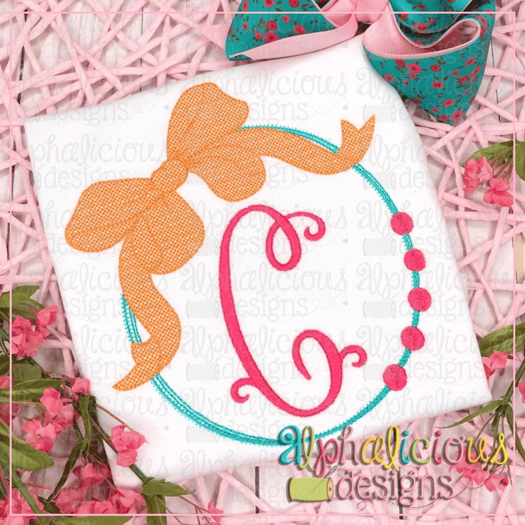 Oval Frame with Bow-Cross Stitch