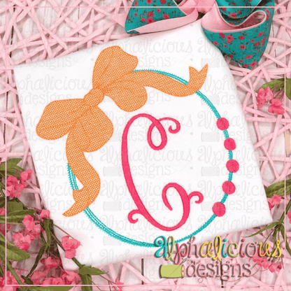 Oval Frame with Bow-Cross Stitch