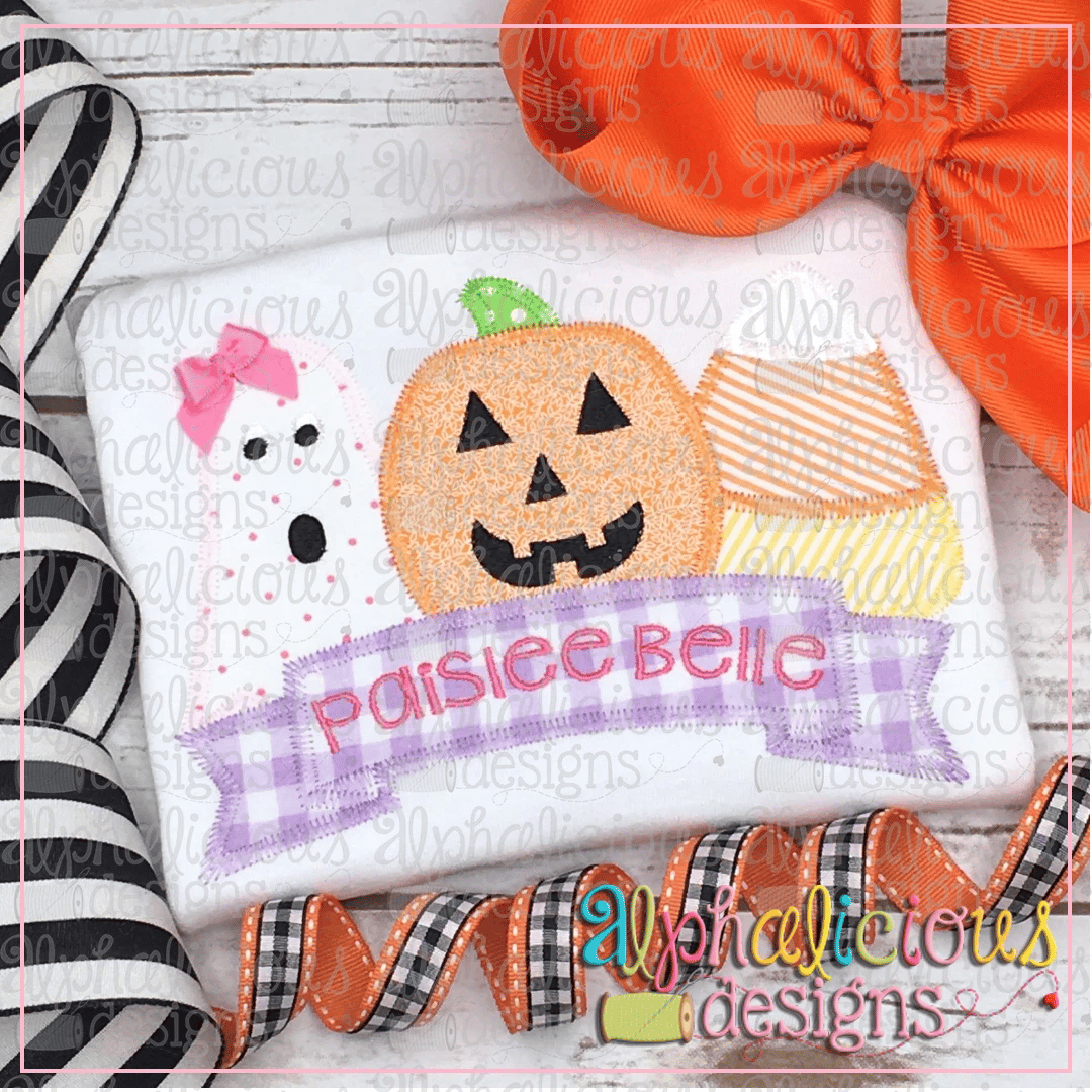 Spooky Trio With Banner-Zig Zag – Alphalicious Designs