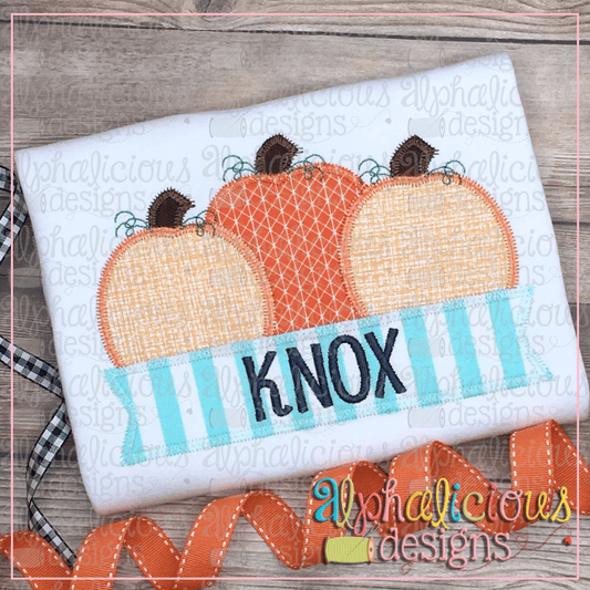 Simple Pumpkin Trio with Banner-Zig Zag