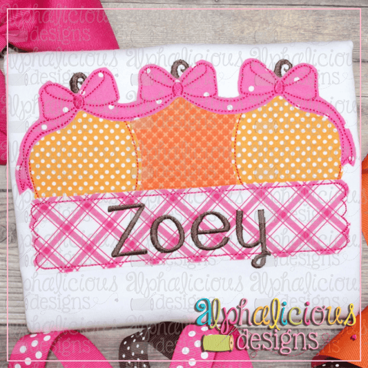 Simple Pumpkin Trio with Bows-Triple Bean