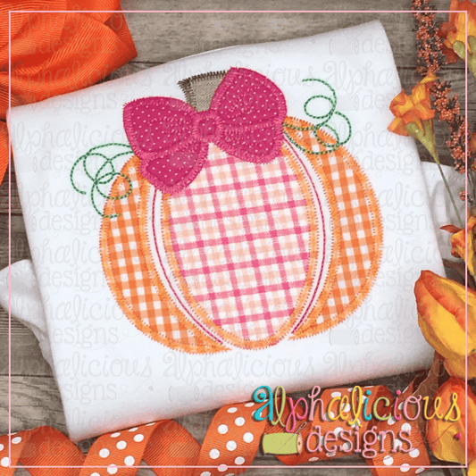 Split Pumpkin with Bow-Zig Zag