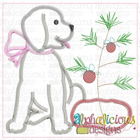 Pup with Bow and Tree-ZigZag