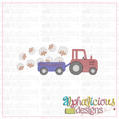 Farm Tractor with Cotton-Sketch