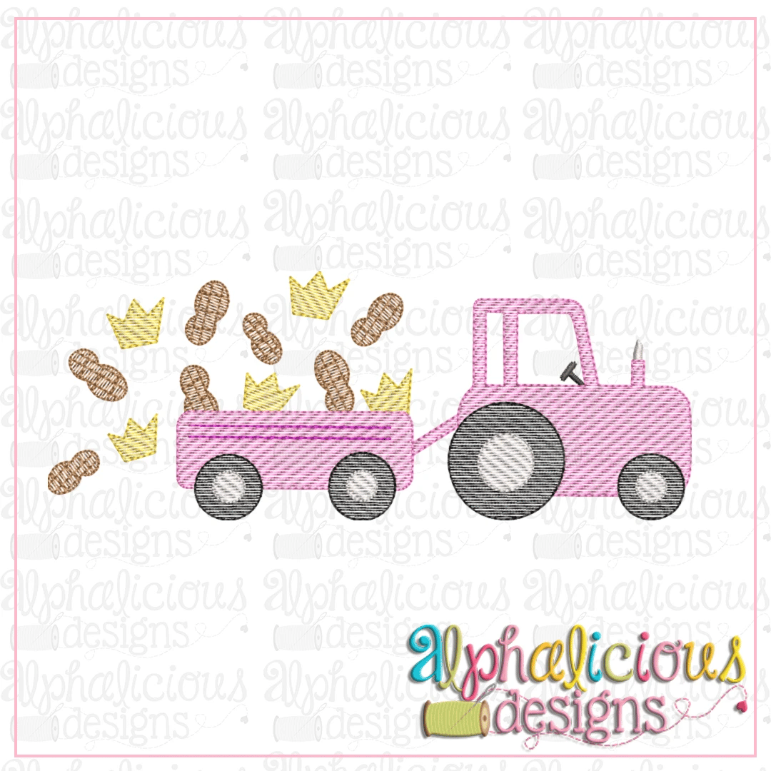 Farm Tractor with Peanuts and Crown-Sketch