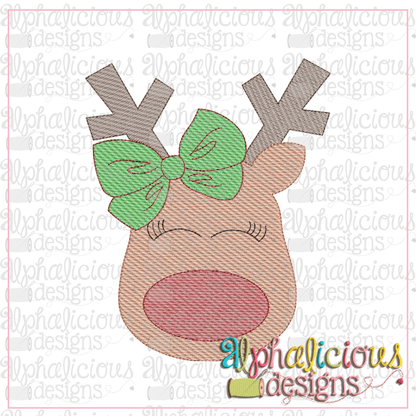 Red Nose Reindeer with Bow - Sketch