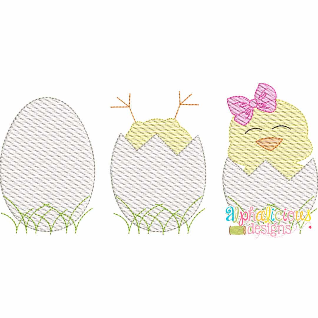 Chicks in Eggs with Bow- Sketch