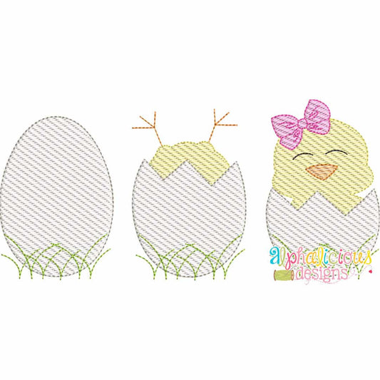Chicks in Eggs with Bow - TIAR - Sketch