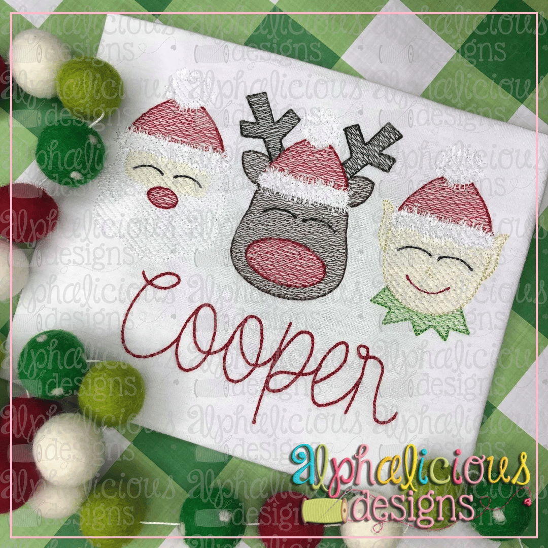 Santa-Rudolf-Elf-Sketch – Alphalicious Designs